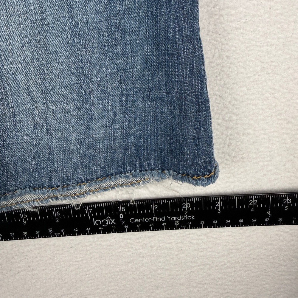 Banana Republic Denim Skirt Womens 0 Medium Wash Blue Raw Hem Y2K Flap Pockets - Picture 7 of 9